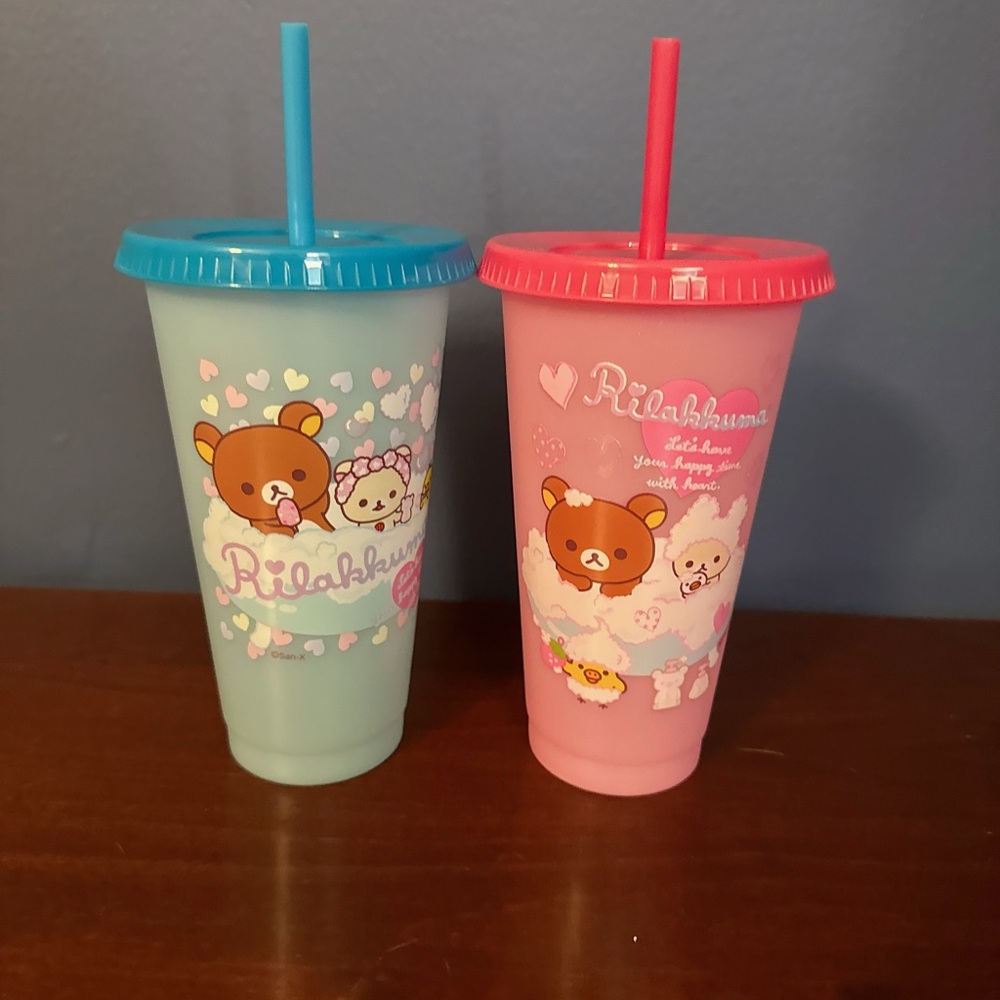 Rilakkuma 2 Reusable Plastic Cups And Straws Bath Time Exclusive Round1 2025